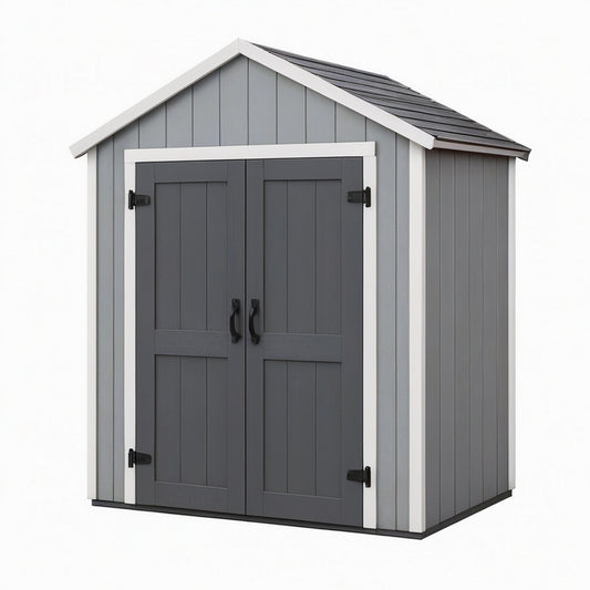 Abri de jardin 180 x 120 x 210 cm en résine gris anthracite à double porte