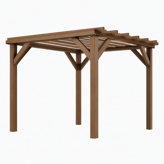 Pergola de jardin 400 x 300 x 240 cm en bois marron - structure à lattes