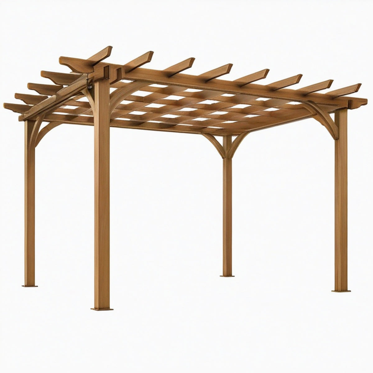 Pergola de jardin 400 x 300 x 240 cm en bois marron à treillis ajouré