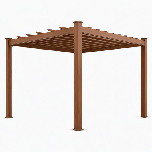 Pergola de jardin 300 x 300 x 240 cm en bois marron style contemporain