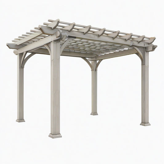 Pergola de jardin 400 x 300 x 250 cm en bois gris - structure ajourée classique