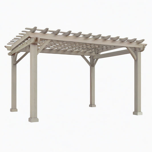 Pergola de jardin 360 x 300 x 240 cm en bois gris clair à lames ajourées