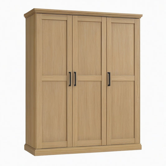 Armoire 3 portes 180 x 60 x 200 cm décor chêne style classique rangement