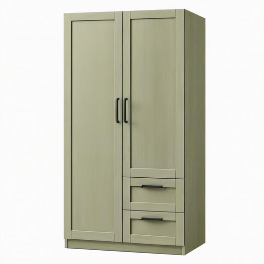 Armoire de rangement 90 x 50 x 180 cm en bois d'ingénierie vert sauge style contemporain